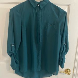 Green primary button up dress shirt
